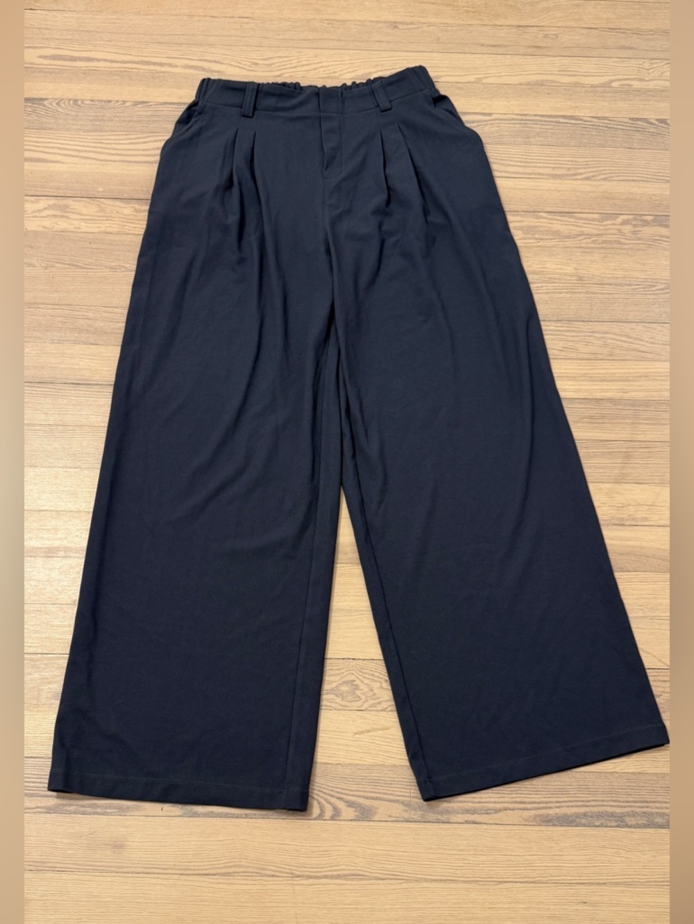 HALARA Women’s Slate Blue Elastic Waist Wide Leg Pants Size L Tall NEW